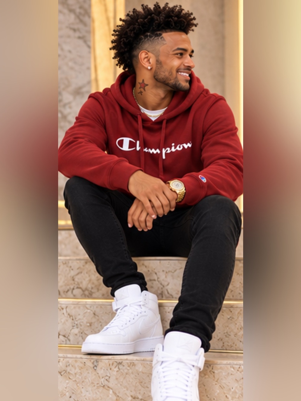 Champion Men's Maroon Pullover Hoodie with Script Logo